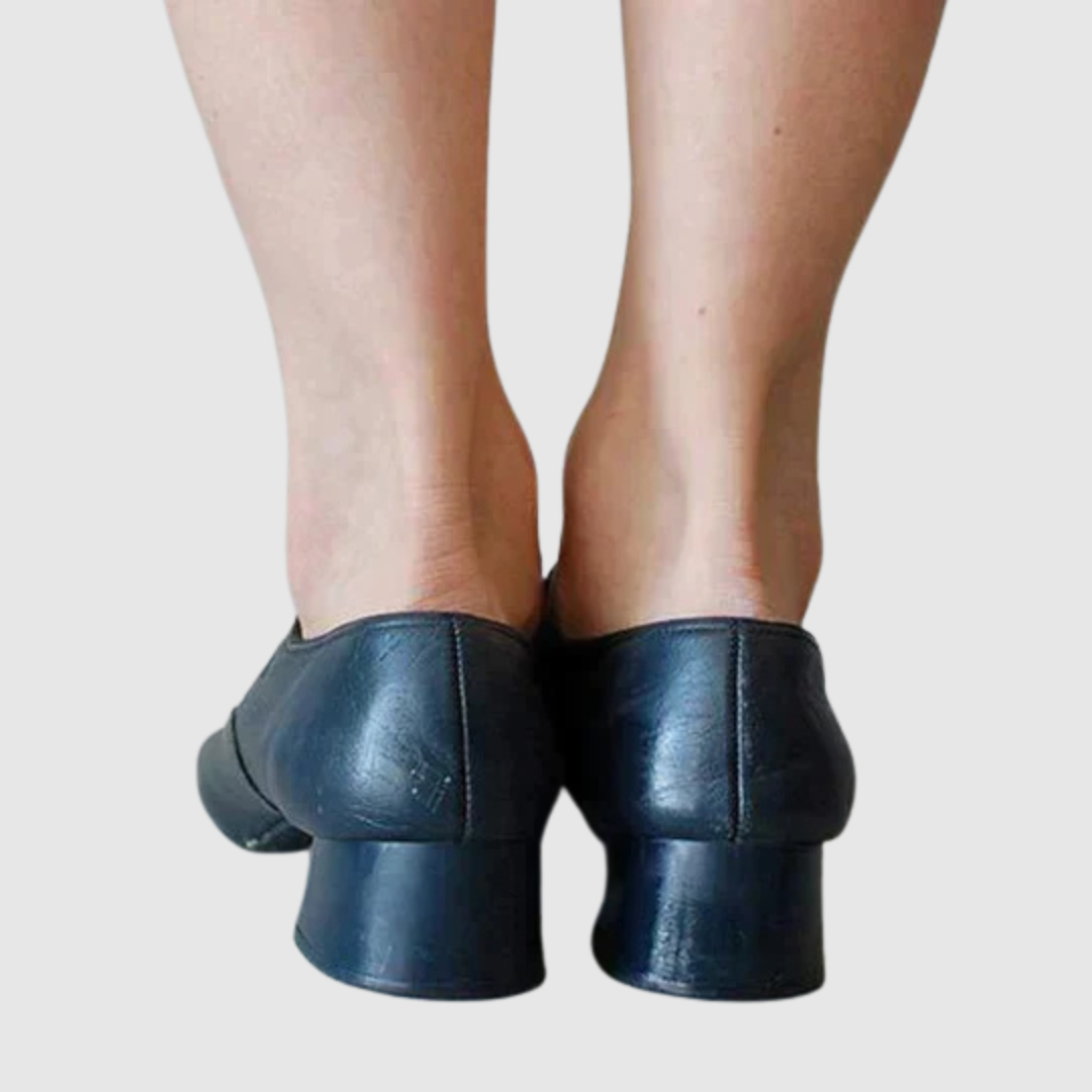 Emmeline Varreaux | Black Leather Mary Jane Low Heel Shoes