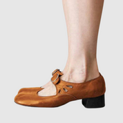 Emmeline Varreaux | Black Leather Mary Jane Low Heel Shoes