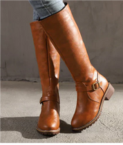 Renée Ashbourne | Women's Black Knee-High Buckle Boots
