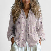 Corinne Beauvallet | Purple Dragonfly Print Long Sleeve Blouse