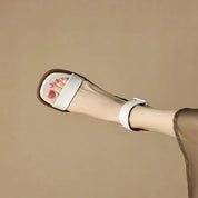 Lucienne Ashford | Cream Block Heel Ankle Strap Sandals
