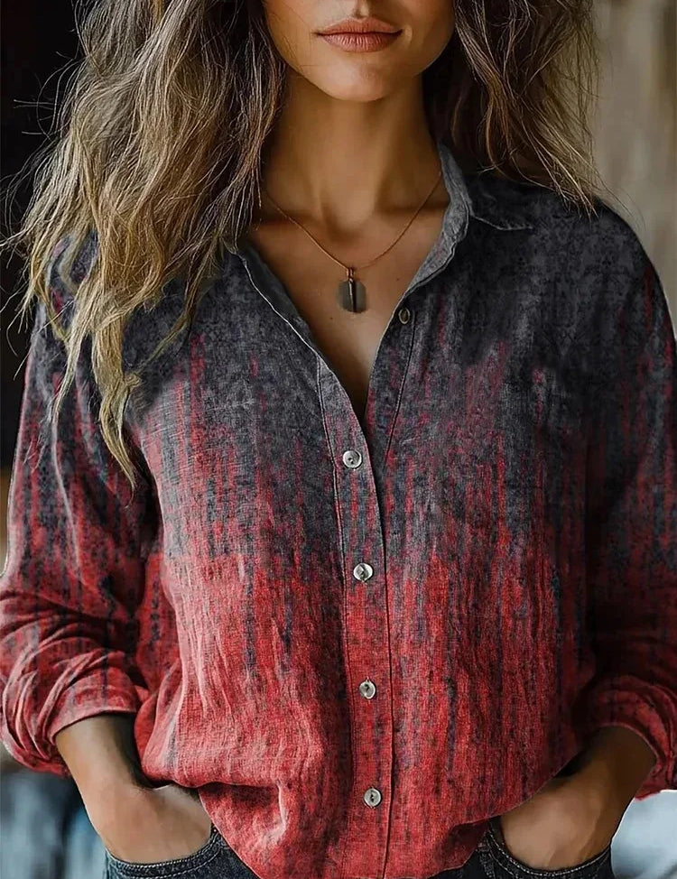 Rosalind Wentworth | Vintage Floral Print Long Sleeve Button-Down Shirt