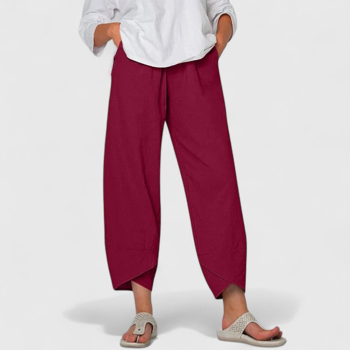 Marianne Leconte | Wide-Leg Linen Cropped Trousers in Grey