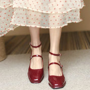 Céleste Ravenford | Black Patent Mary Jane Block Heel Pumps