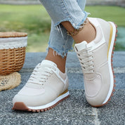 Beatrix Holloway | Lace-Up Mesh Sneakers in Navy, Beige & Burgundy