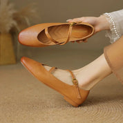 Amélie Vosburgh | Tan Leather Mary Jane Flats