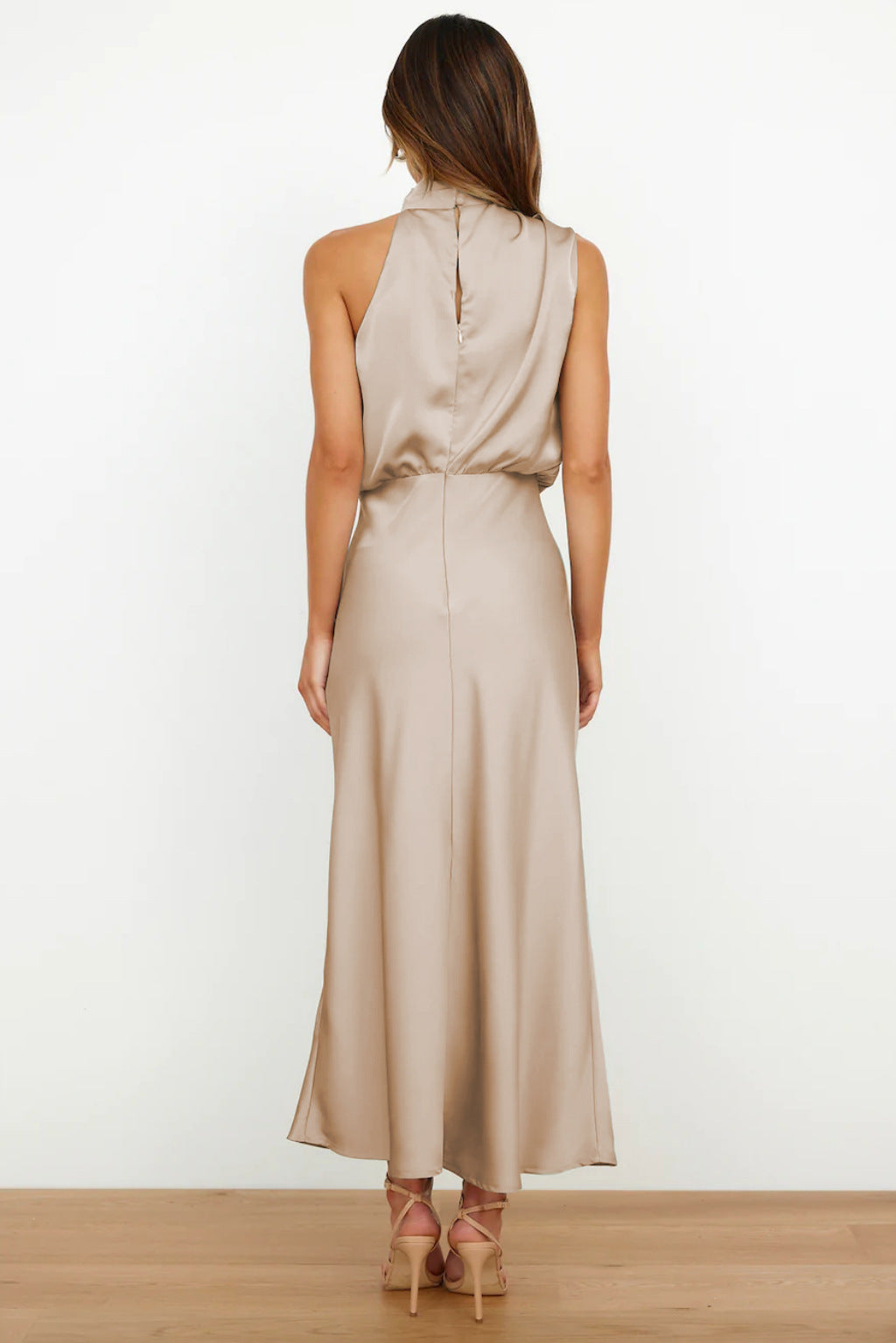 Théodeline Beauvaux | Sage Green Satin Halter Midi Dress