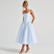Aurore Kingsleigh | Yellow Gingham Midi A-Line Sundress
