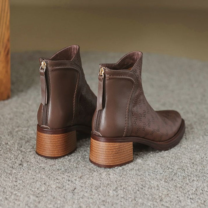 Rosetta Kingsford | Houndstooth Ankle Boots with Block Heel