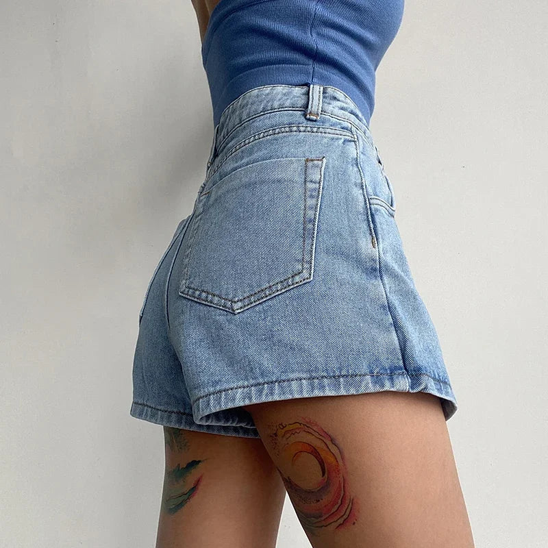 Marceline Ashcroft | Blue Denim Crossover Mini Skort