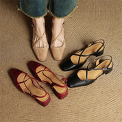 Loretta Fairmount | Red Leather Block Heel Slingback Sandals