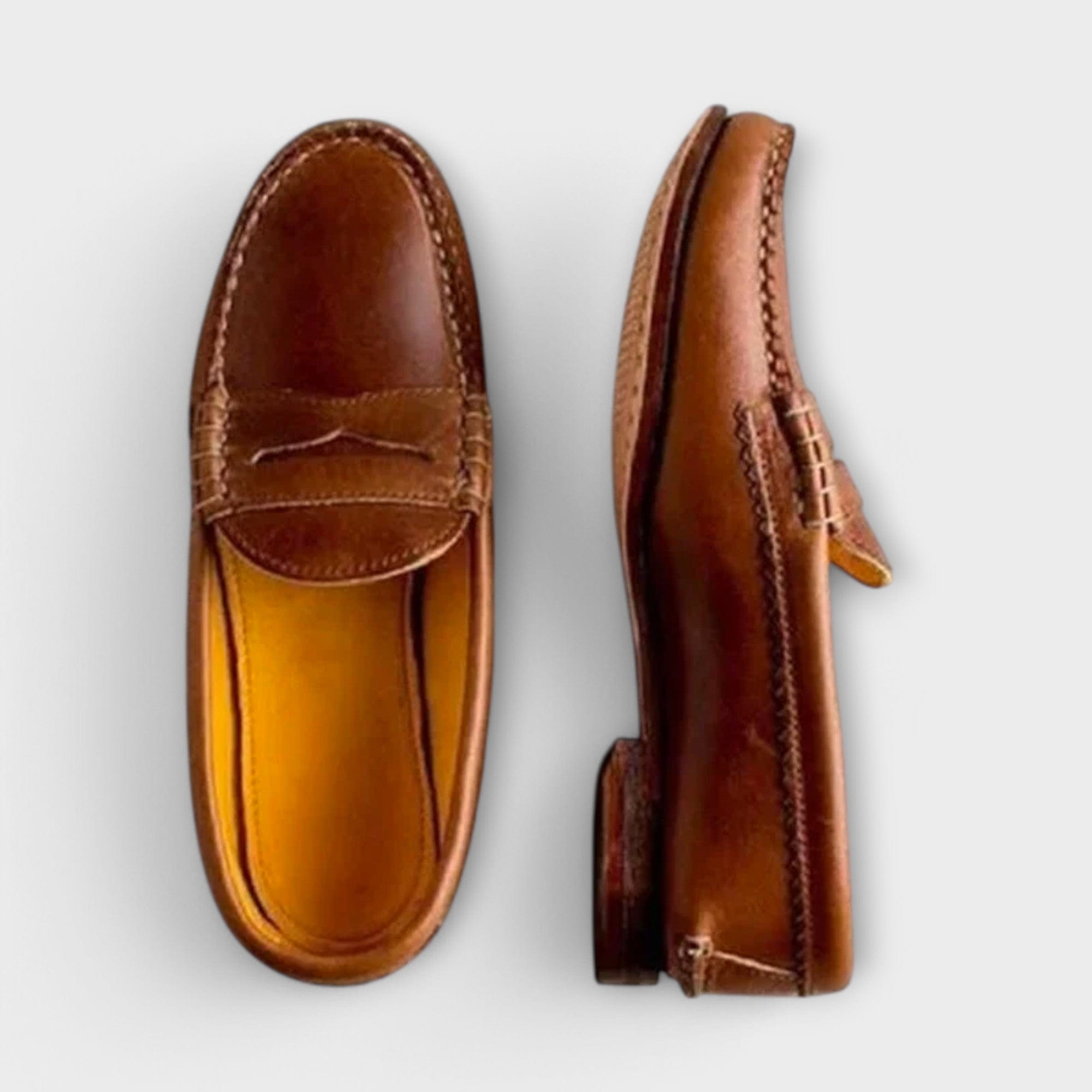 Aurelie Stonecroft | Classic Beige Suede Penny Loafers