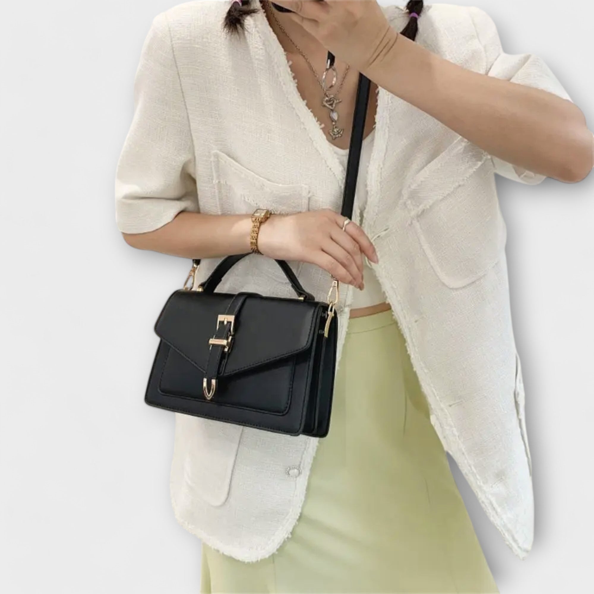 Dominique Lefèvre | Beige Structured Crossbody Shoulder Bag