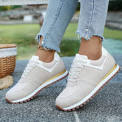 Beatrix Holloway | Lace-Up Mesh Sneakers in Navy, Beige & Burgundy