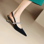 Cosette Wyndham | Silver Crystal Strap Slingback Pointed Toe Heels