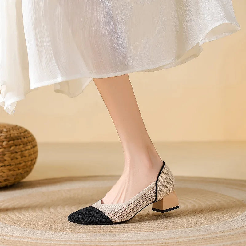 Lysette Carmichael | Leopard Print Knit Block Heel Pumps