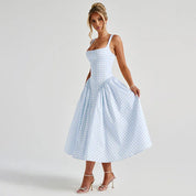 Aurore Kingsleigh | Yellow Gingham Midi A-Line Sundress