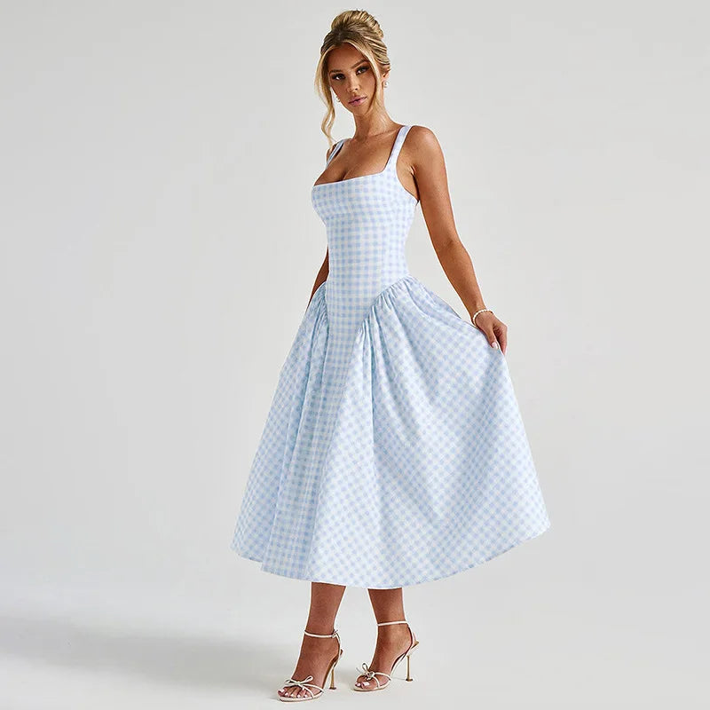 Aurore Kingsleigh | Yellow Gingham Midi A-Line Sundress