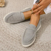Séraphine Wentworth | Grey Suede Slip-On Loafers for Women