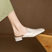 Colette Séverin | Purple Genuine Leather Square-Toe Mule Slippers