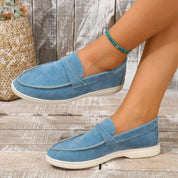 Séraphine Wentworth | Grey Suede Slip-On Loafers for Women