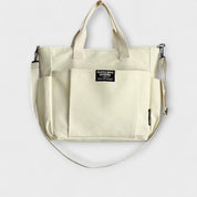 Cecilia Montfort | Beige Canvas Tote Shoulder Bag with Multi-Pockets