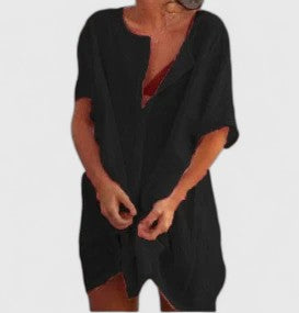 Sylvette Ravenscombe | White Linen Tunic Dress Short Sleeve