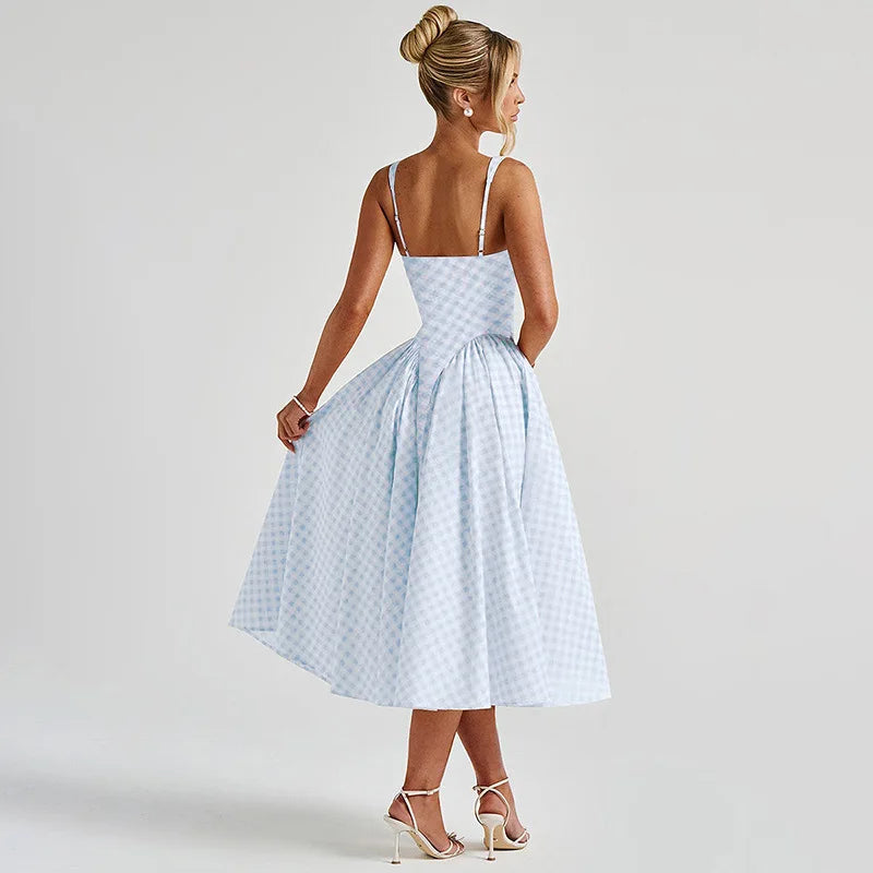Aurore Kingsleigh | Yellow Gingham Midi A-Line Sundress