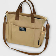 Cecilia Montfort | Beige Canvas Tote Shoulder Bag with Multi-Pockets