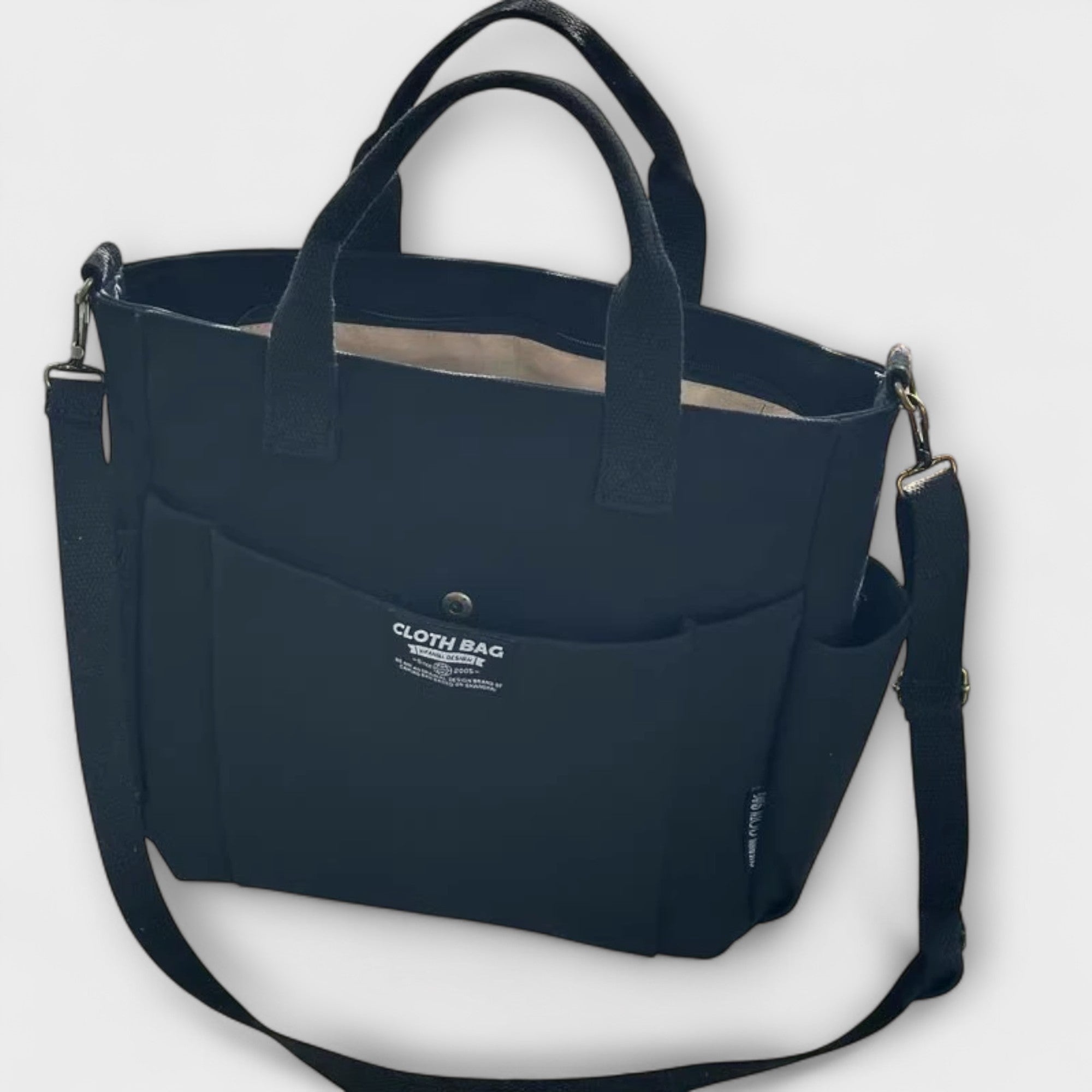 Cecilia Montfort | Beige Canvas Tote Shoulder Bag with Multi-Pockets