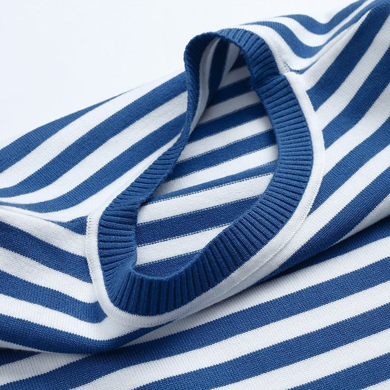 Céleste Ravenhill | Navy & White Striped Long-Sleeve Knit Top