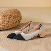 Lysette Carmichael | Leopard Print Knit Block Heel Pumps