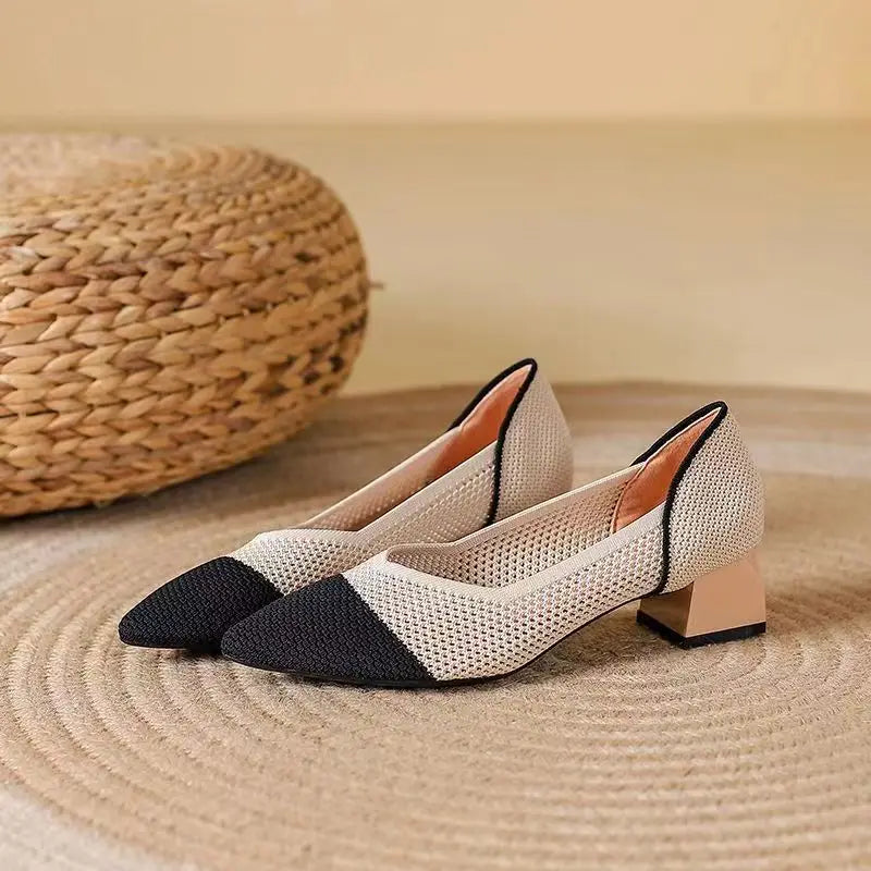 Lysette Carmichael | Leopard Print Knit Block Heel Pumps