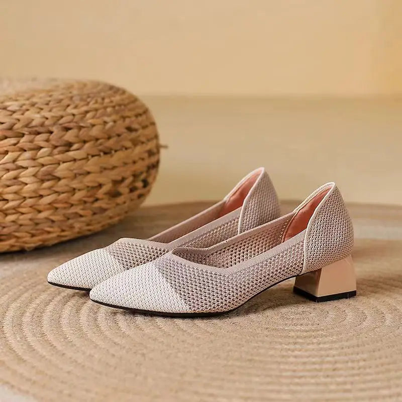 Lysette Carmichael | Leopard Print Knit Block Heel Pumps