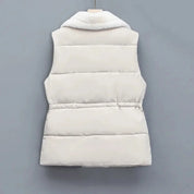 Geneviève Hartwell | Faux Fur Collar Puffer Vest in Brown