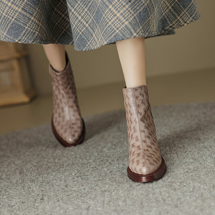 Rosetta Kingsford | Houndstooth Ankle Boots with Block Heel