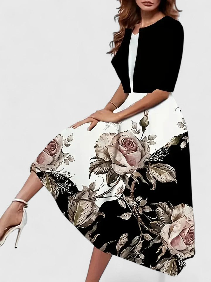 Adelaide Fontverre | White Floral Midi A-Line Dress