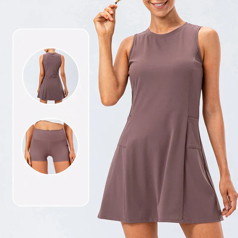 Blanche Fairweather | Sleeveless Tennis Dress with Built-In Shorts