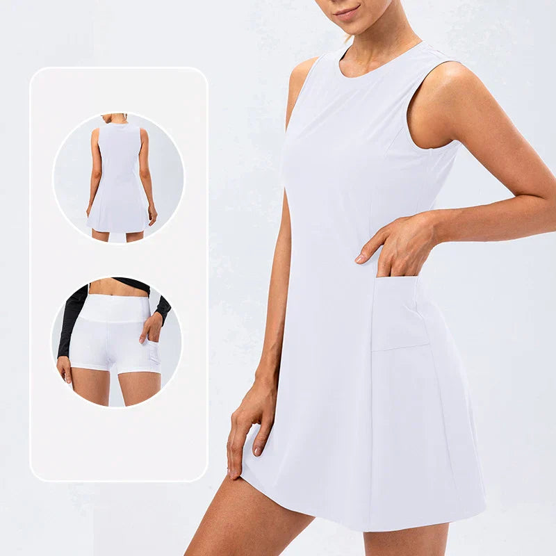 Blanche Fairweather | Sleeveless Tennis Dress with Built-In Shorts
