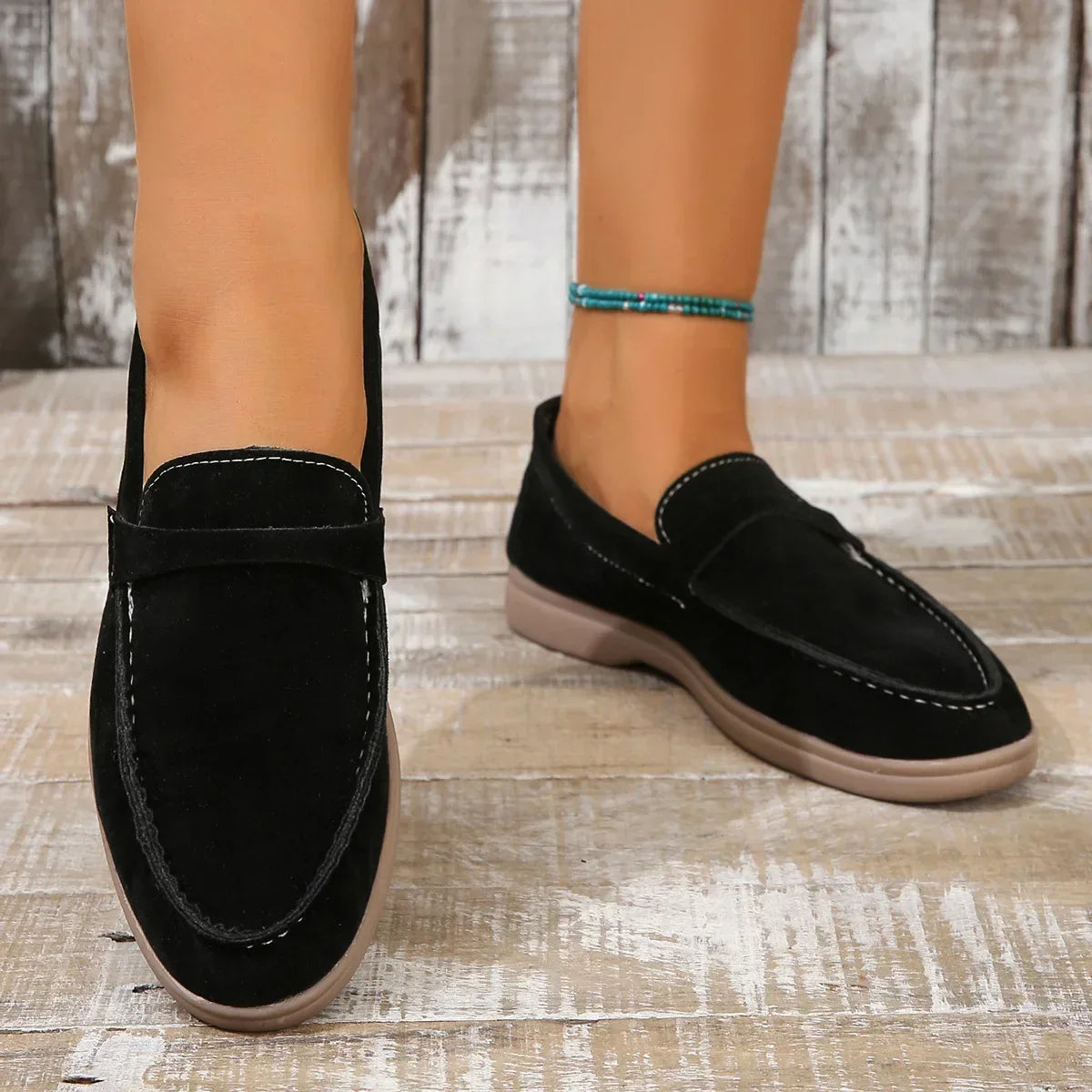 Séraphine Wentworth | Grey Suede Slip-On Loafers for Women