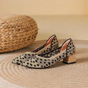 Lysette Carmichael | Leopard Print Knit Block Heel Pumps