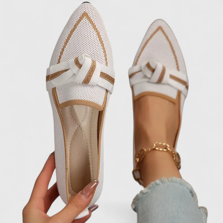 Perrine Saintclair | Blue Pointed Toe Knot Flat Loafers