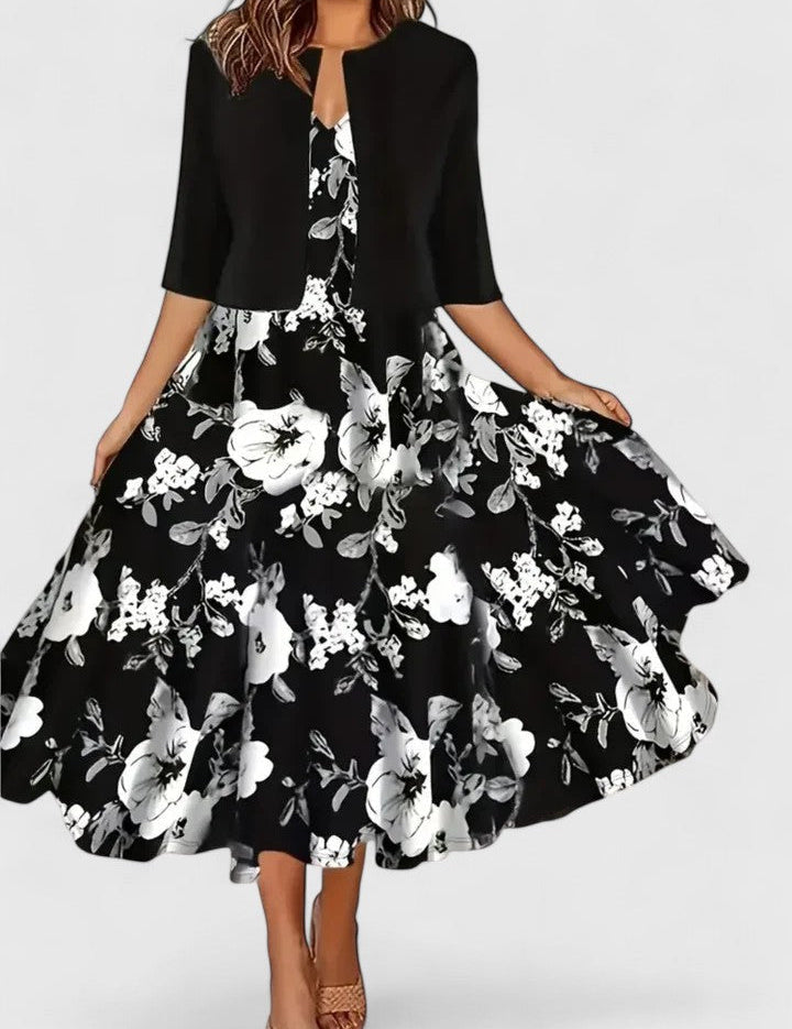 Adelaide Fontverre | White Floral Midi A-Line Dress