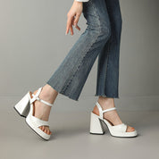 Éloïse Chantbourne | Yellow Patent Block Heel Sandals