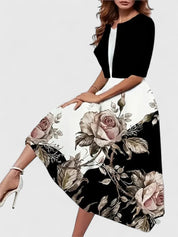 Adelaide Fontverre | White Floral Midi A-Line Dress