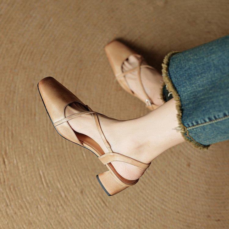 Loretta Fairmount | Red Leather Block Heel Slingback Sandals