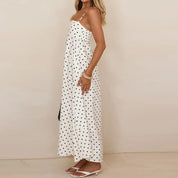 Dominique Lavergne | Brown Polka Dot Maxi Slip Dress