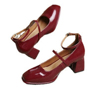 Céleste Ravenford | Black Patent Mary Jane Block Heel Pumps