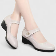 Arabella Stonebridge | Cream Wedge Mary Jane Shoes