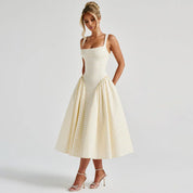 Aurore Kingsleigh | Yellow Gingham Midi A-Line Sundress